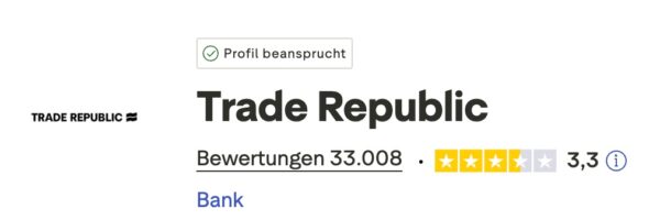Bewertungen von Trade Republic auf Trust Pilot sind nur akzeptabel