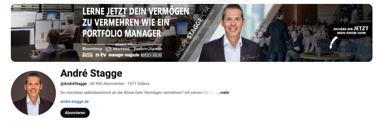 Der YoutTube Kanal von André Stagge