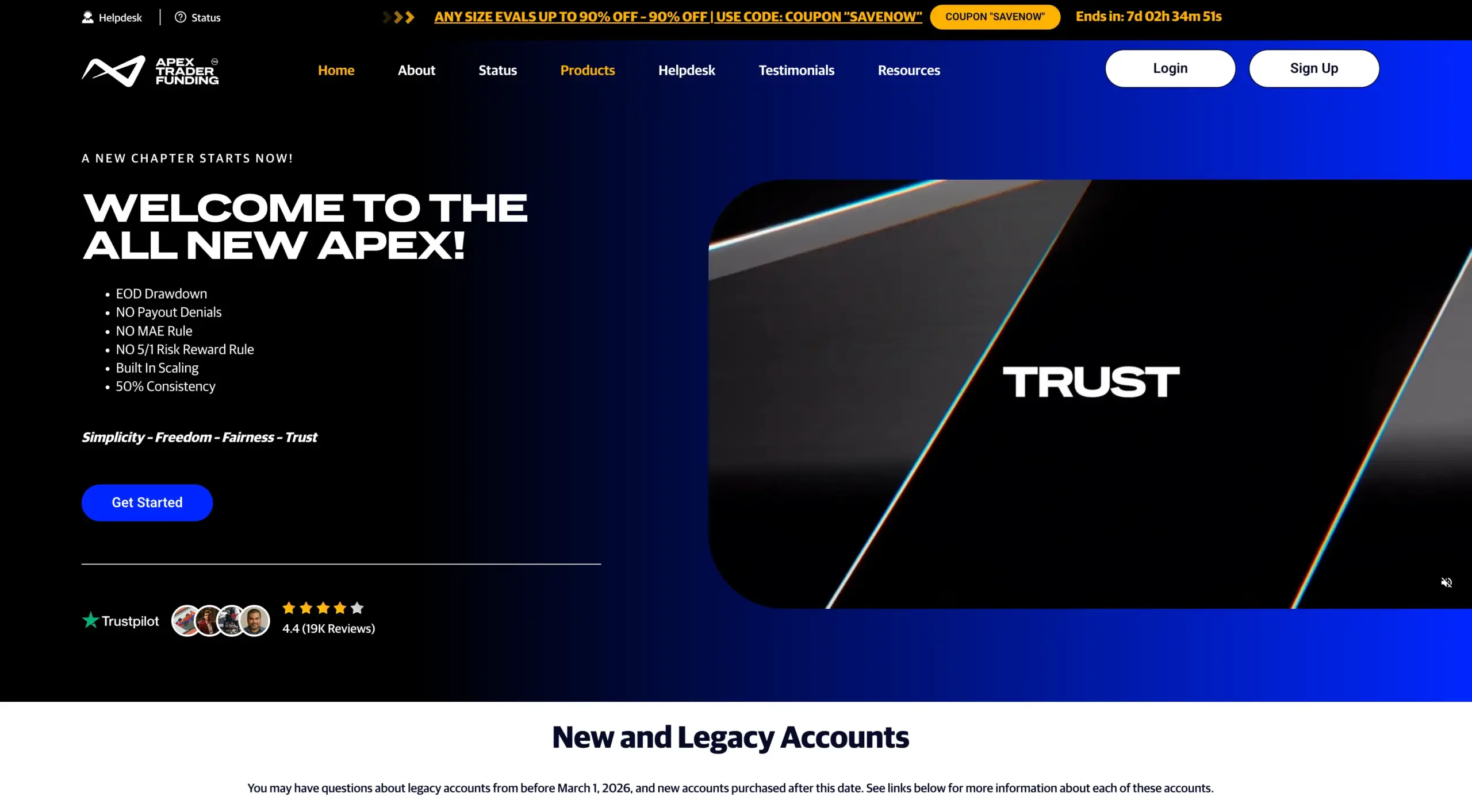 Website von Apex Trader Funding
