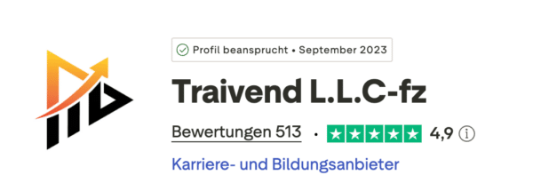 Traivend Trustpilot Profil mit 5,0 Sternen bei über 500 Bewertungen