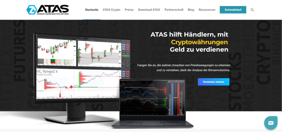 die startseite von atas