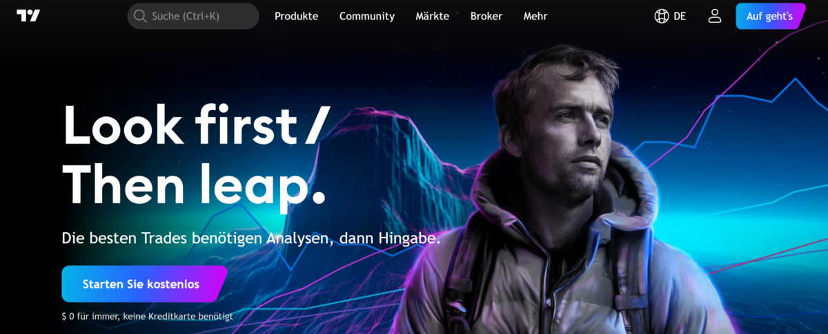 die startseite von tradingview