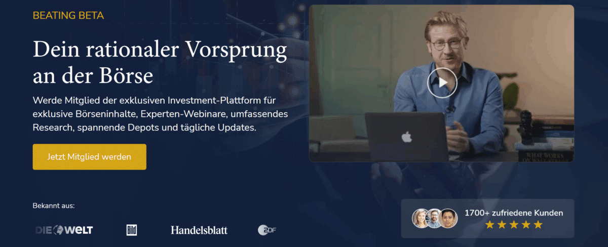 die webseite beating beta von mario lochner mit video und button zur mitgliedschaft