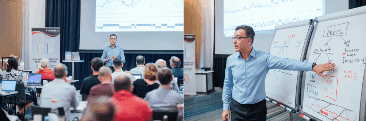 andrei anissimov von trader iq in einem seminar raum vor teilnehmern und flipchart