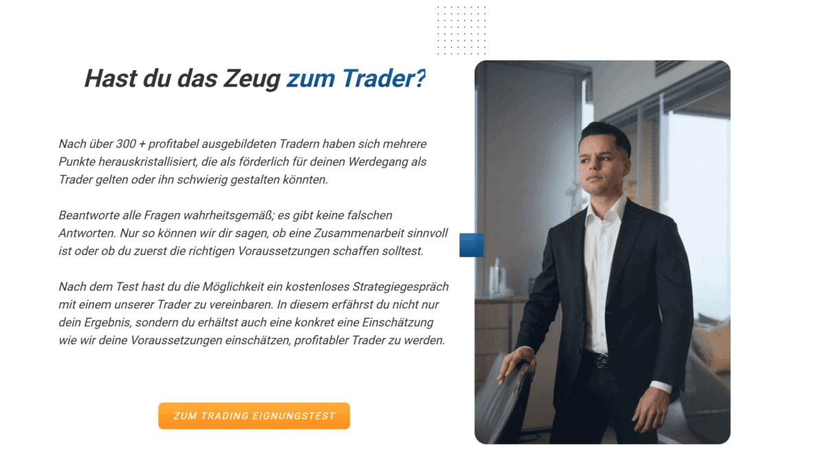 eitel academy blick auf die webseite für den trading eignungstest