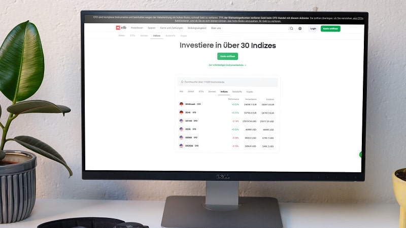CFD Broker Vergleich XTB Broker Webseite