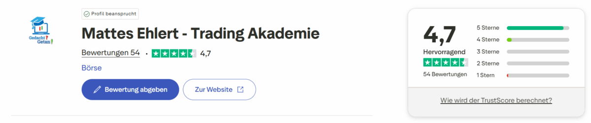 trustpilot bewertung der mattes ehlert - trading akademie
