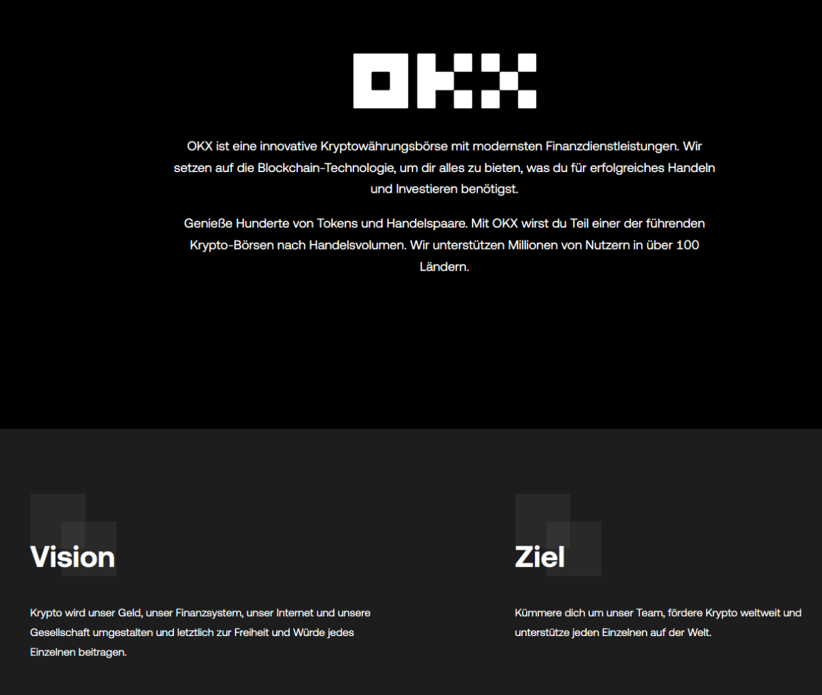 OKX Erfahrung: Die populäre Krypto-Börse im Test (2025) Mit diesen Worten beschreibt sich OKX auf seiner Homepage selbst
