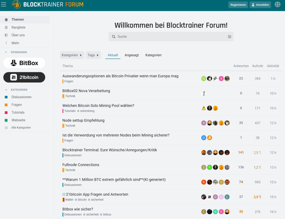Im Blocktrainer Forum kannst du dich mit Gleichgesinnten austauschen und Fragen an Experten stellen
