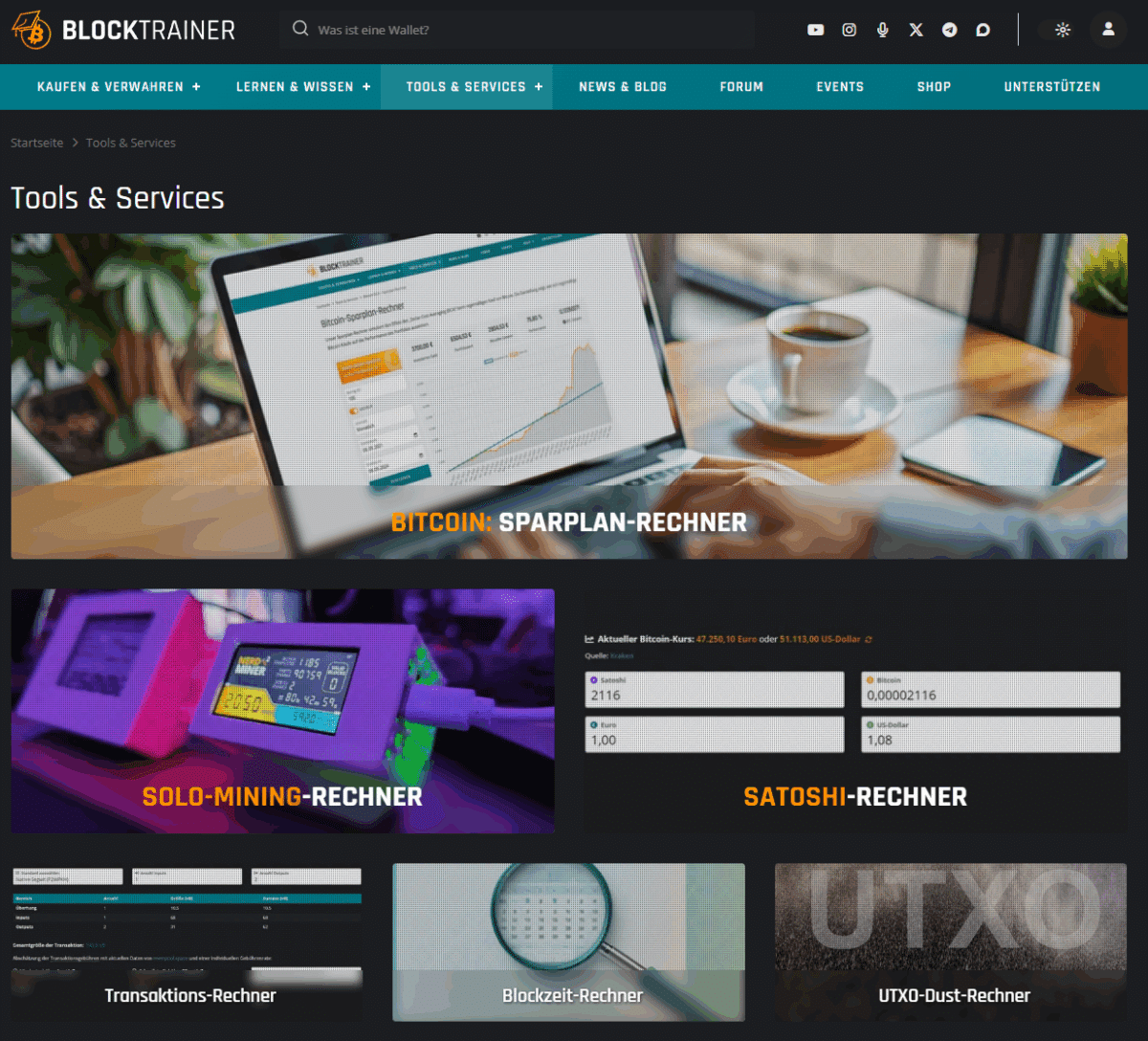 Übersichtliche Tools und Blocktrainer Services für praktische Unterstützung und fundiertes Bitcoin-Know-how