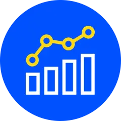 bar chart icon blue bckg