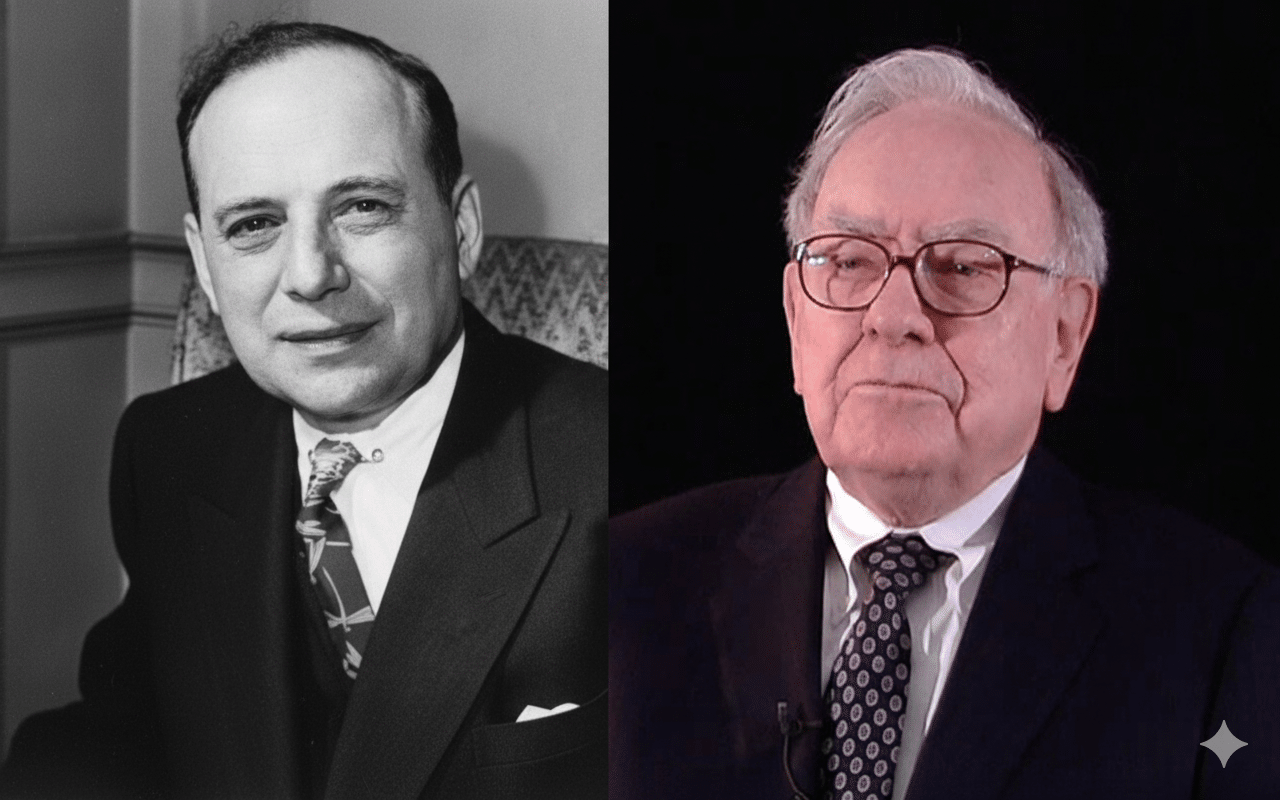 Benjamin Graham und sein Schüler Warren Buffett im Porträtvergleich