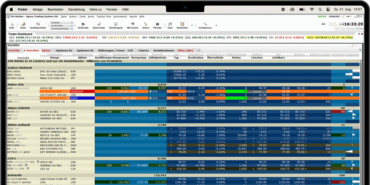 AGORA Broker Übersicht (Desktop)