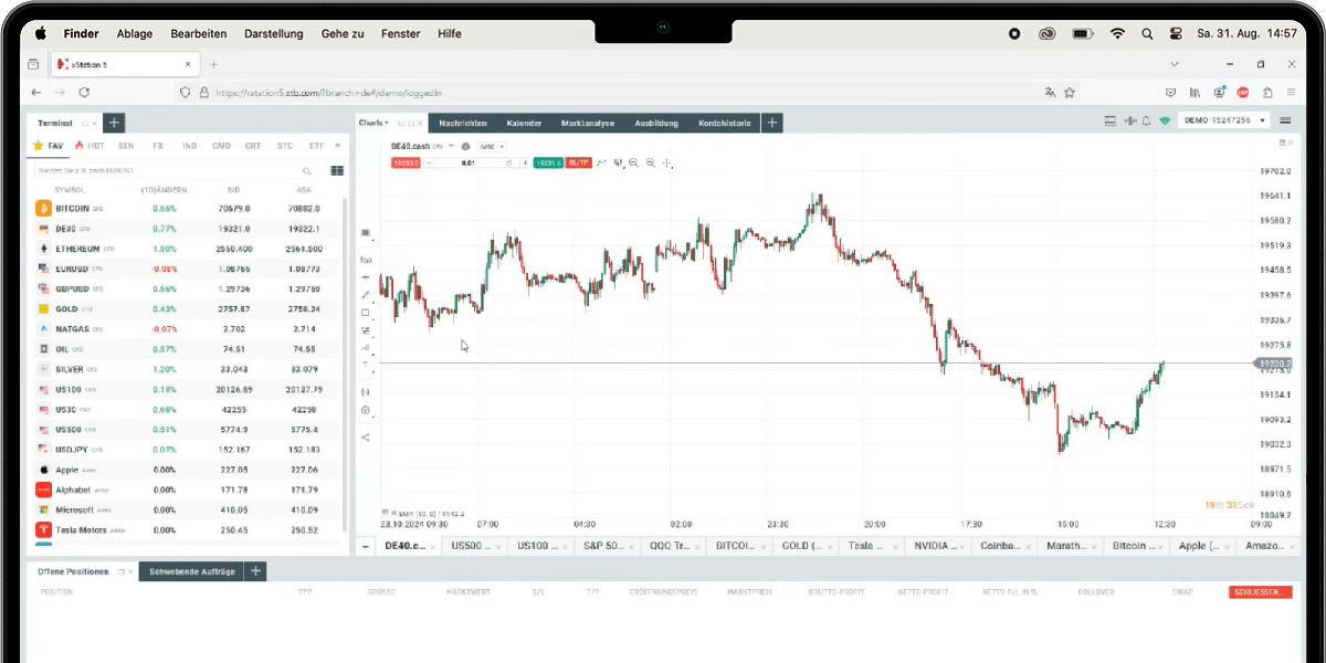XTB Broker Übersicht (Desktop)