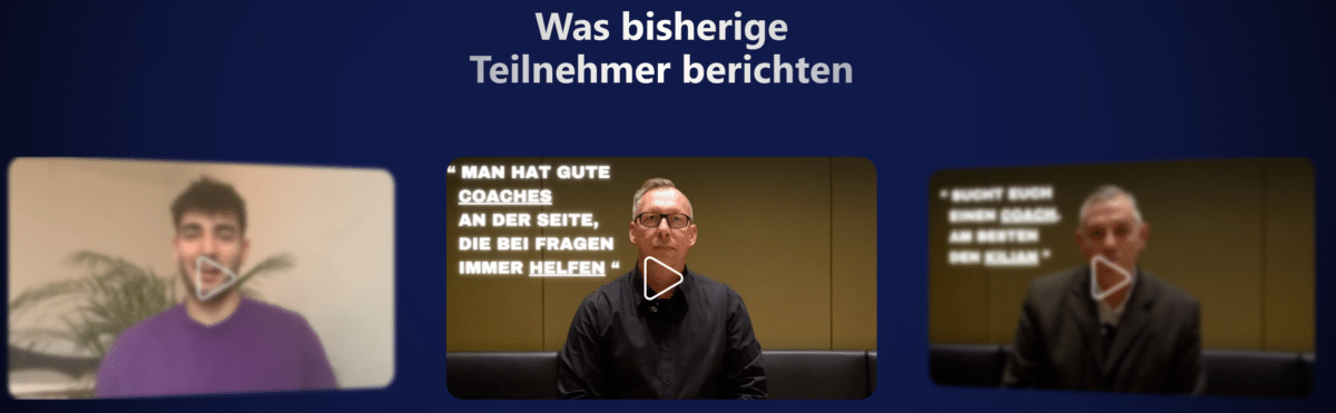 teilnehmer stimmen auf der webseite der kilian krypto masterclass