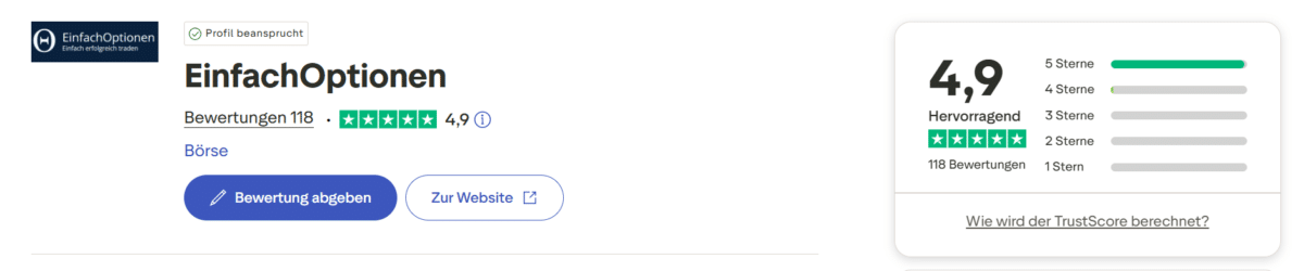 bewertung von einfachoptionen auf trustpilot