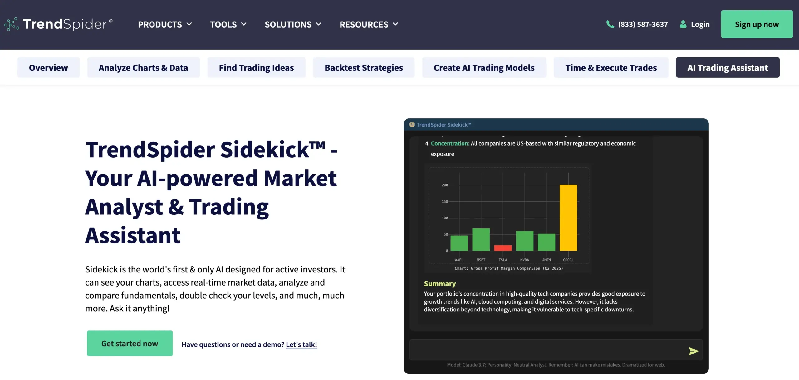 Screenshot der Website von TrendSpider