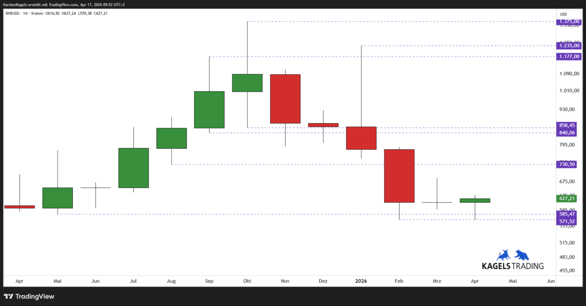 Binance Coin Prognose langfristig im Monatschart