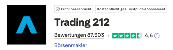 Aktuelle Bewertung von Trading 212 auf Trustpilot