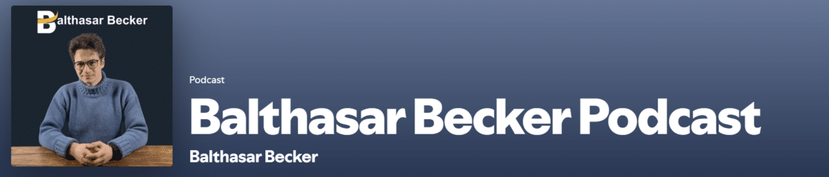 Balthasar Becker Podcast auf Spotify mit Profilbild und Schriftzug