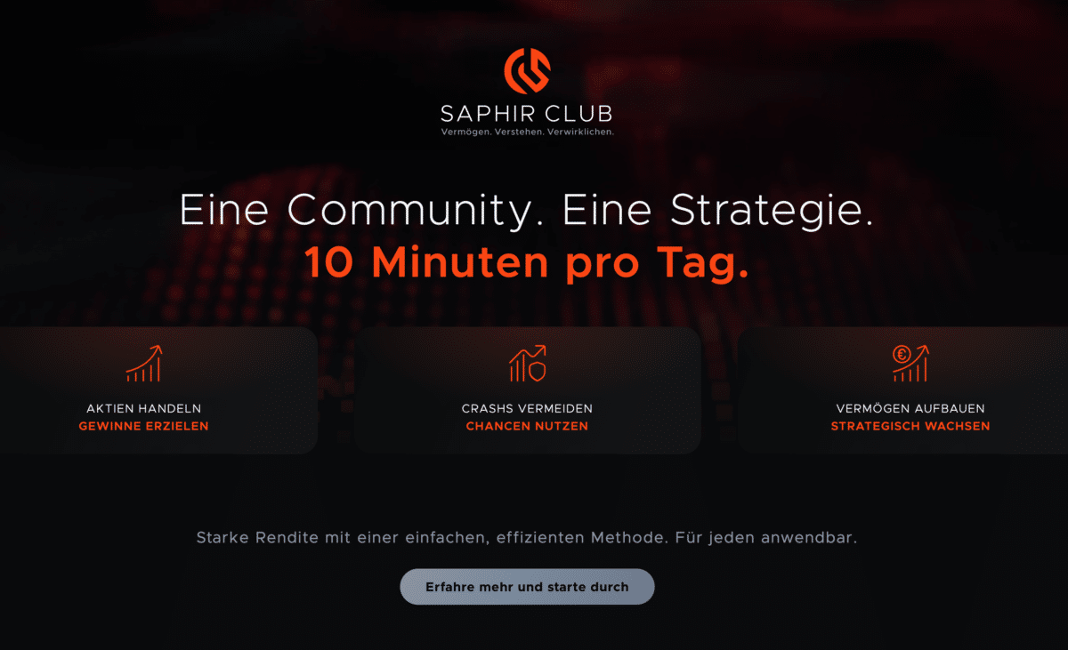 SAPHIR Club Website mit Werbeversprechen zur kostenlosen Mitgliedschaft (Stand Juli 2026)