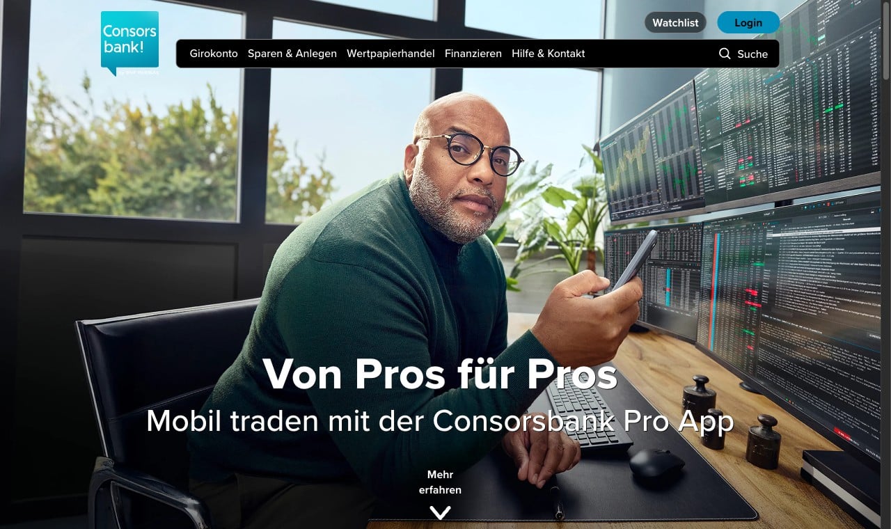 Consorsbank Pro App mit Next Order, One-Click-Trading und Orderbuch