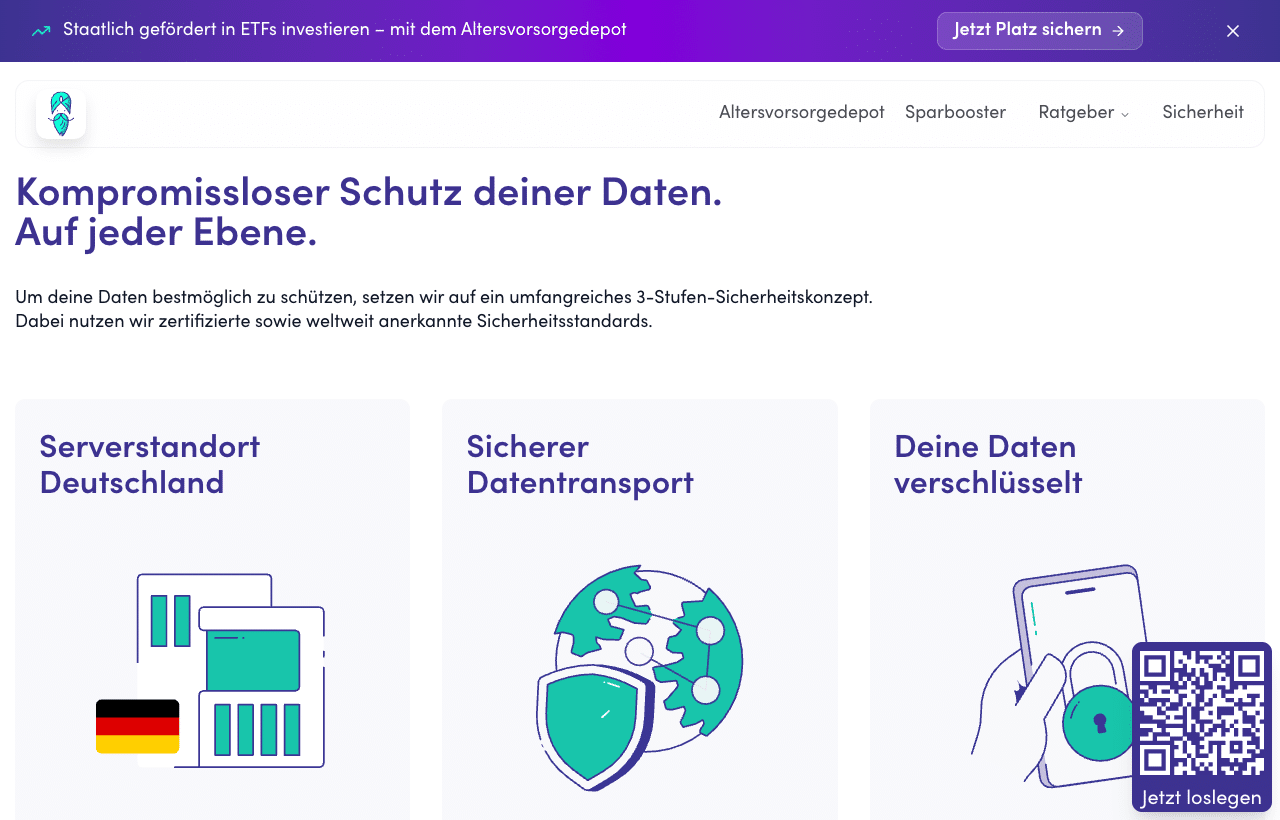 Finanzguru Sicherheit mit den drei Stufen Serverstandort Deutschland, sicherer Datentransport und verschlüsselte Daten