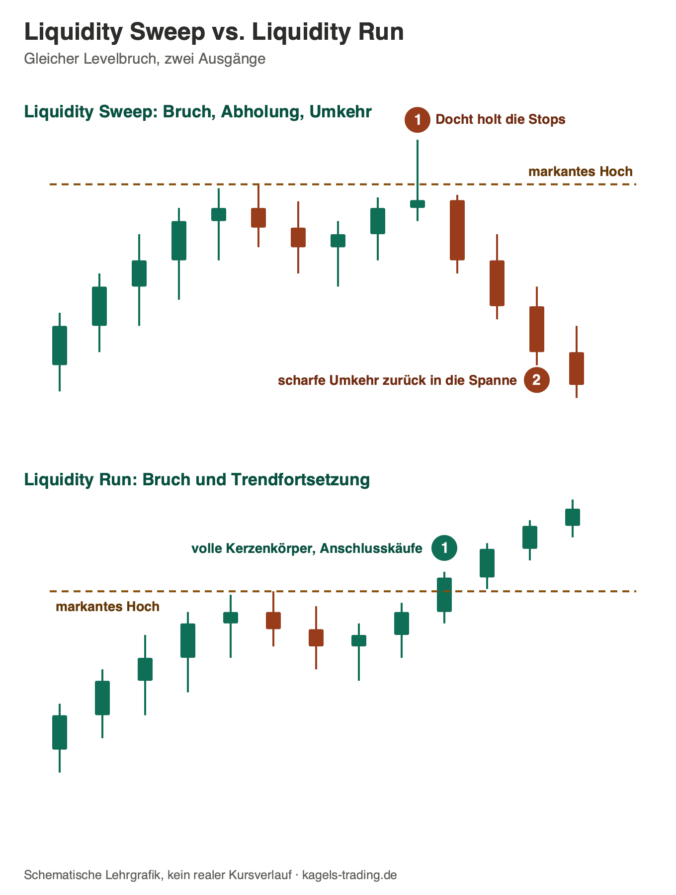 liquidity sweep und liquidity run im vergleich: umkehr nach dem levelbruch gegen trendfortsetzung