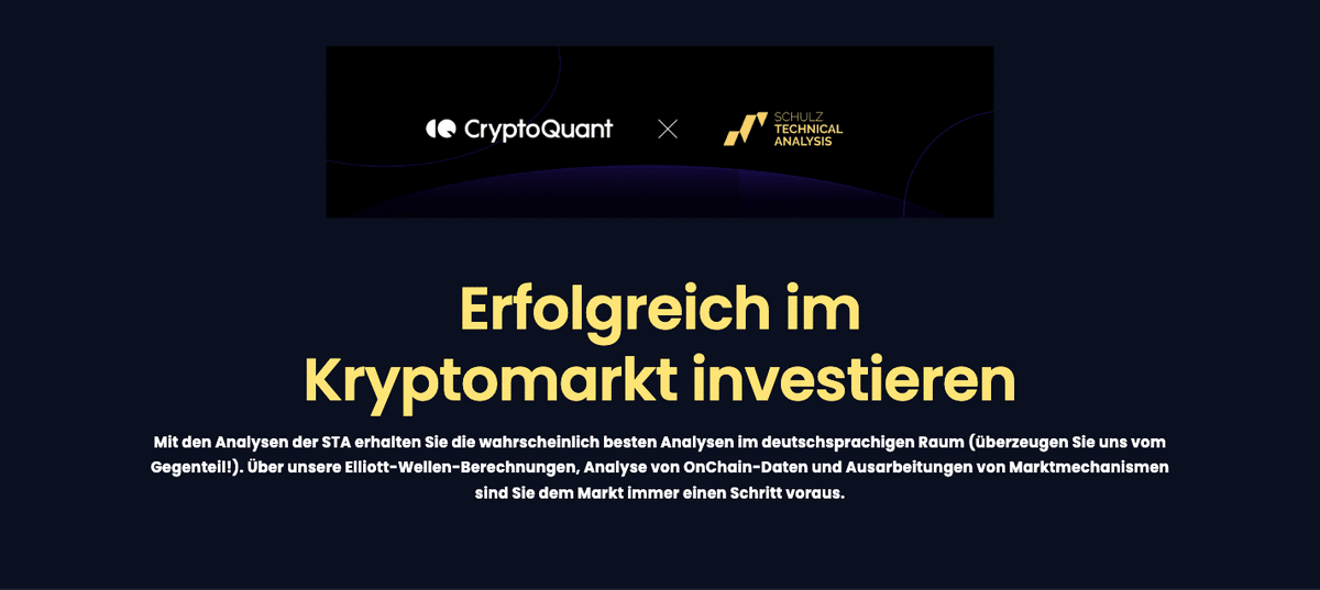 STA Solutions Startseite mit CryptoQuant-Partnerschaft und Claim zum Kryptomarkt