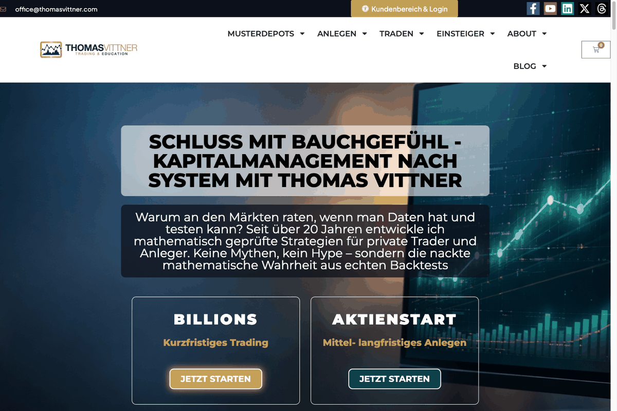 Thomas Vittner Website 2026 mit den beiden Programmen Billions und AktienStart