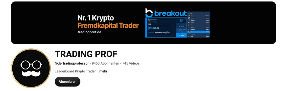 Der Trading Professor YouTube-Kanal mit taeglichen Marktanalysen