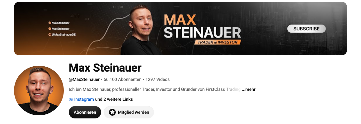 Max Steinauer YouTube-Kanal mit taeglichen Krypto-Analysen