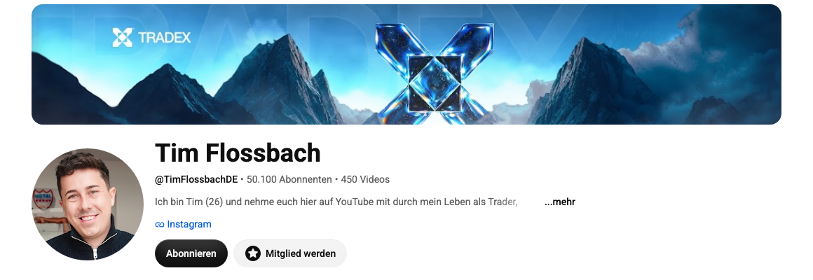 Tim Flossbach YouTube-Kanal mit Trading- und Unternehmer-Videos