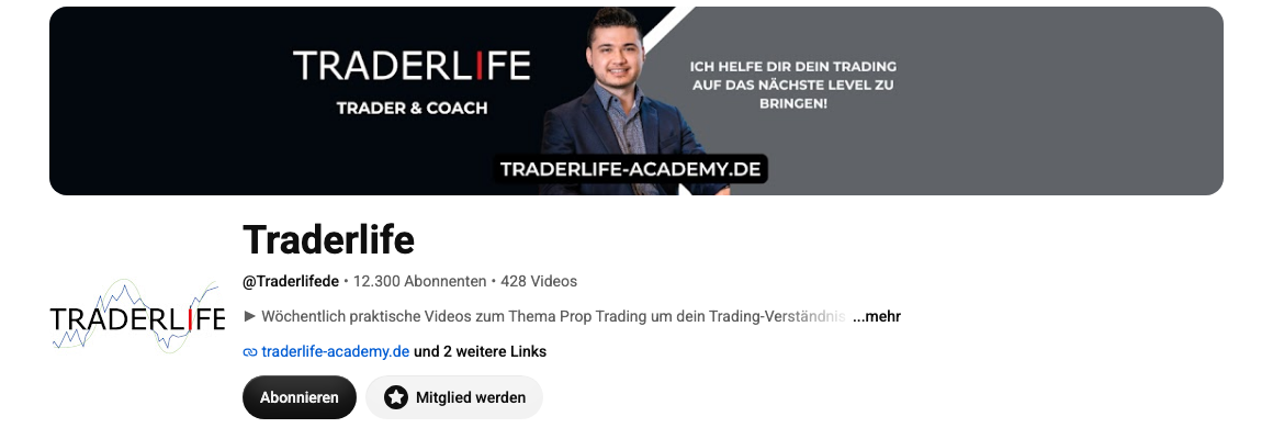 Trader Life YouTube-Kanal mit Prop-Trading-Videos