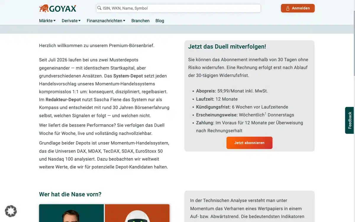 Goyax Premium Kosten: 59,99 Euro im Monat bei 12 Monaten Laufzeit