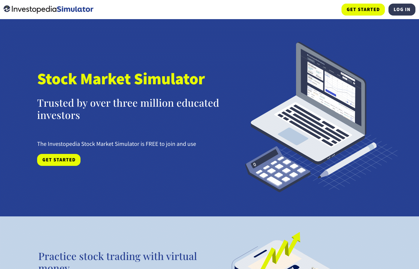 Investopedia Stock Simulator mit kostenlosem Zugang und über drei Millionen Nutzern