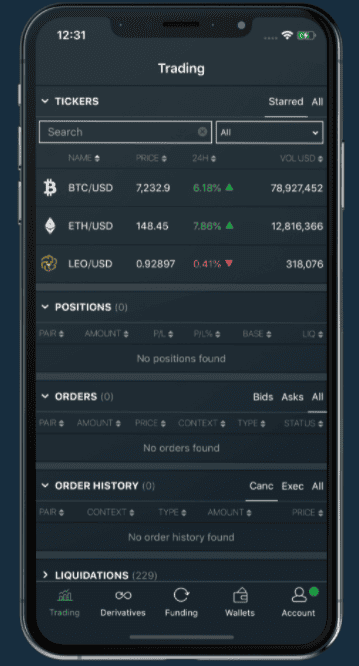 Bitfinex Trading App