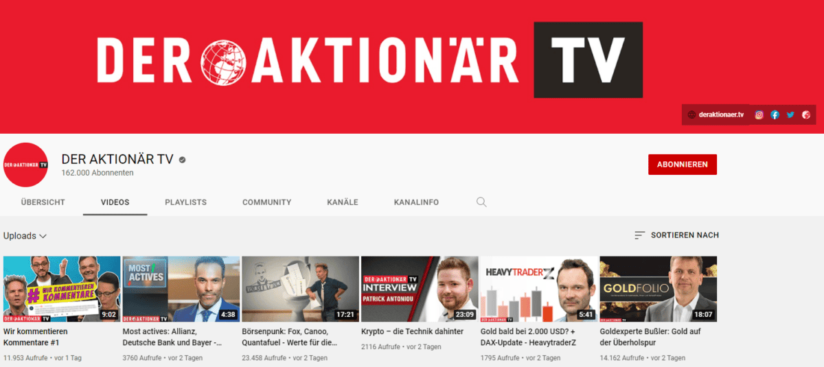 DER AKTIONÄR - YouTube Kanal