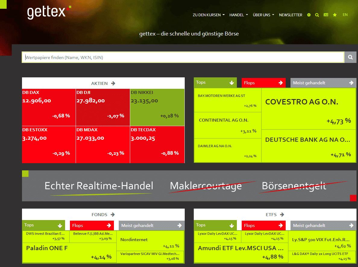Webseite von Gettex