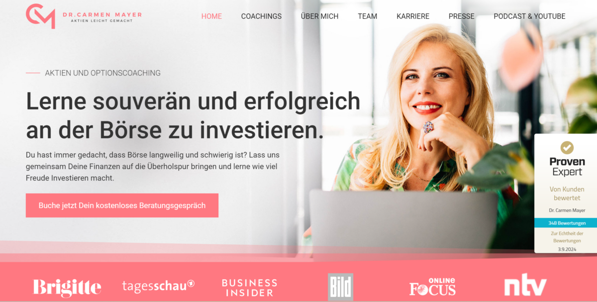 blick auf webseite von dr. carmen mayer