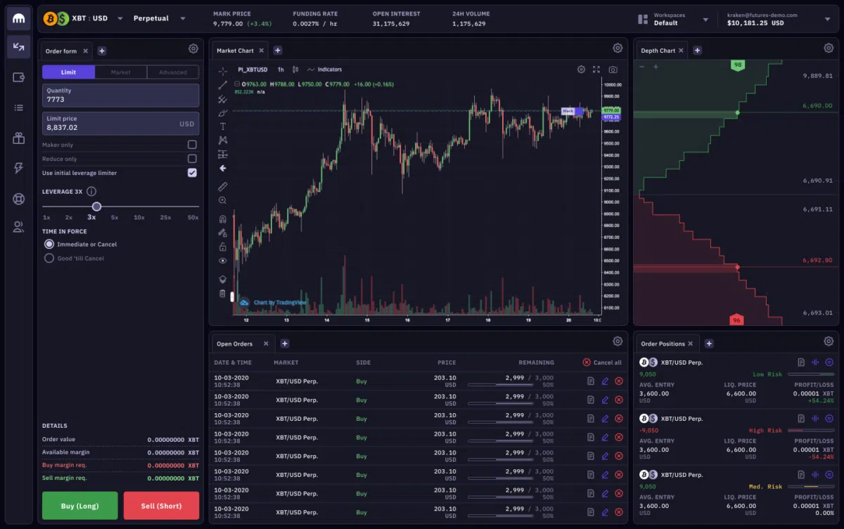 Kraken Handelsplattform Interface