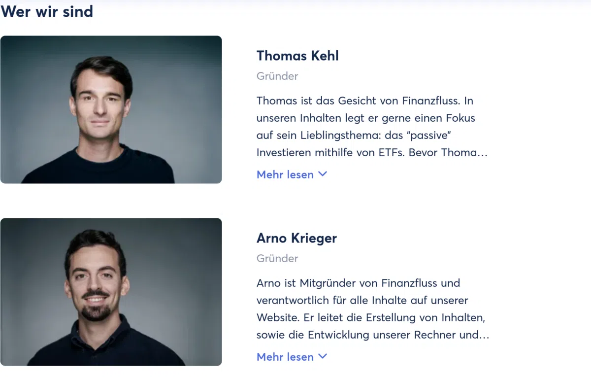 Finanfluss Screenshot Gründer Thomas Kehl und Arno Krieger