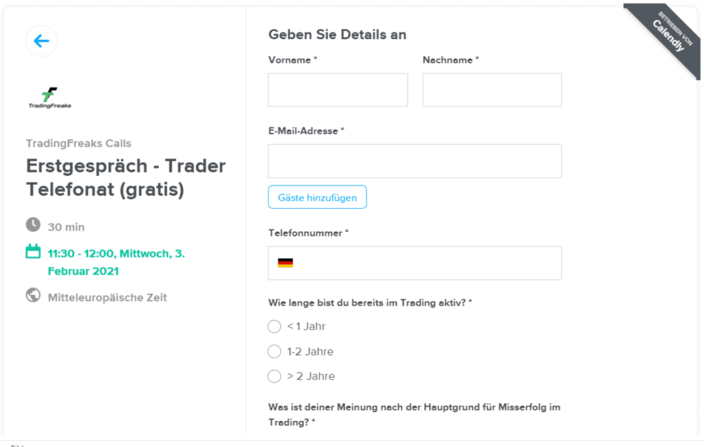 TradingFreaks kostenloses Telefongespräch
