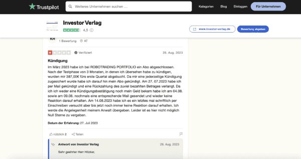 Vid verlag abofalle? meinung von trustpilot
