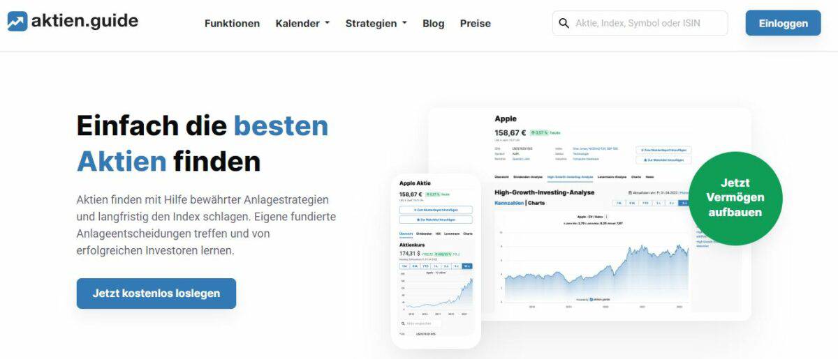 aktien.guide im test startseite im ueberblick