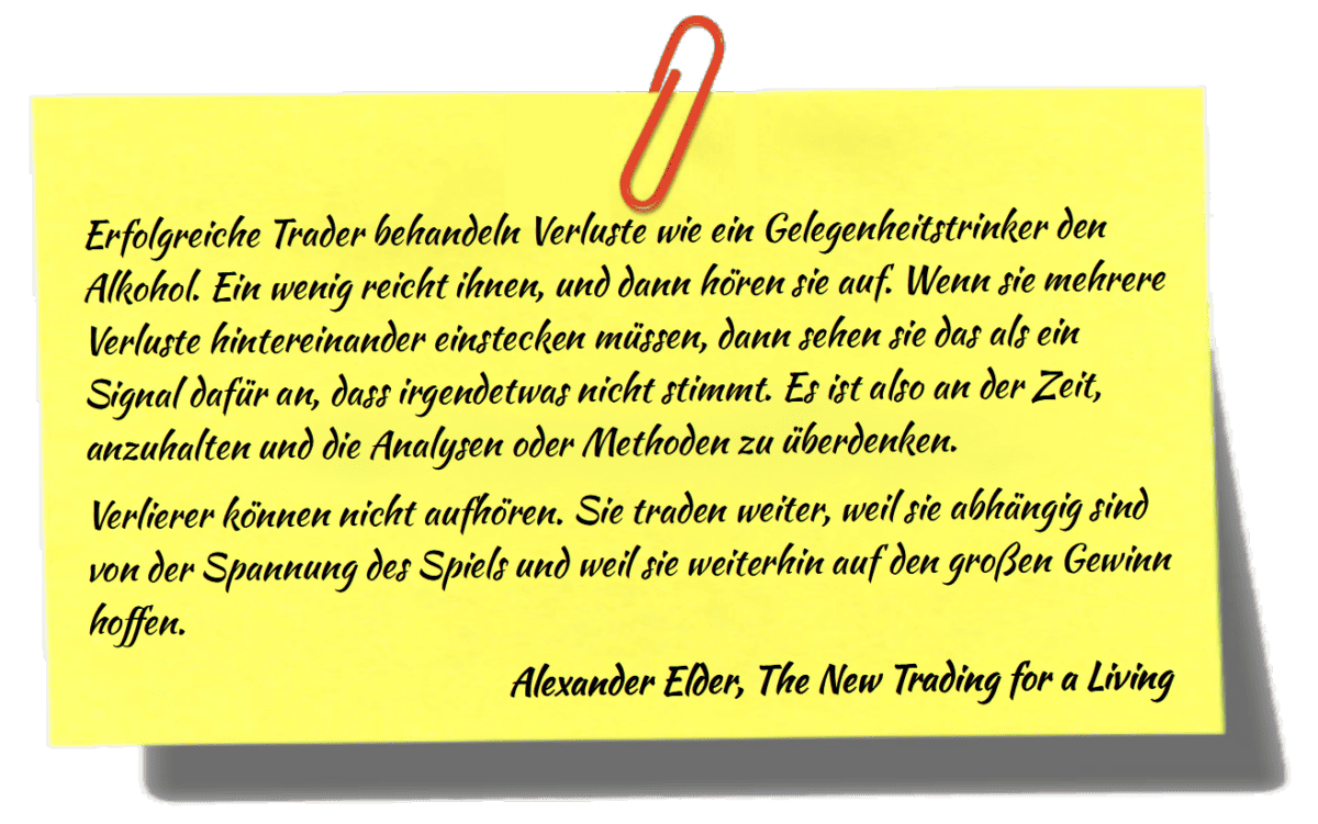 alexander elder trading zitat über Trader, die immer mehr Verluste machen.