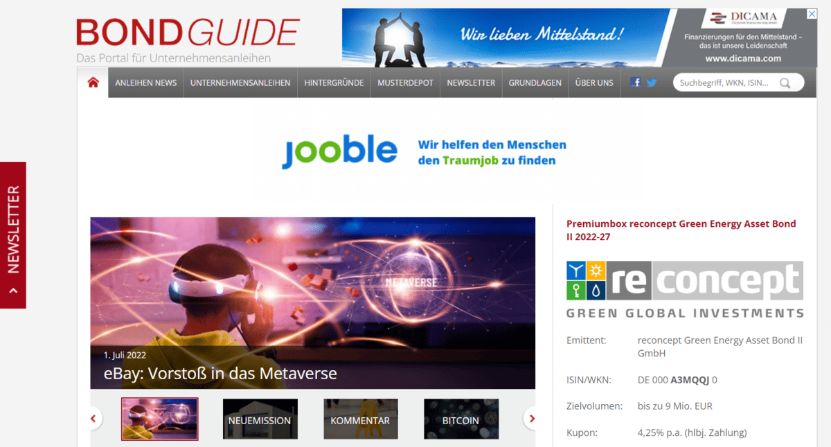 Startseite von BondGuide.de