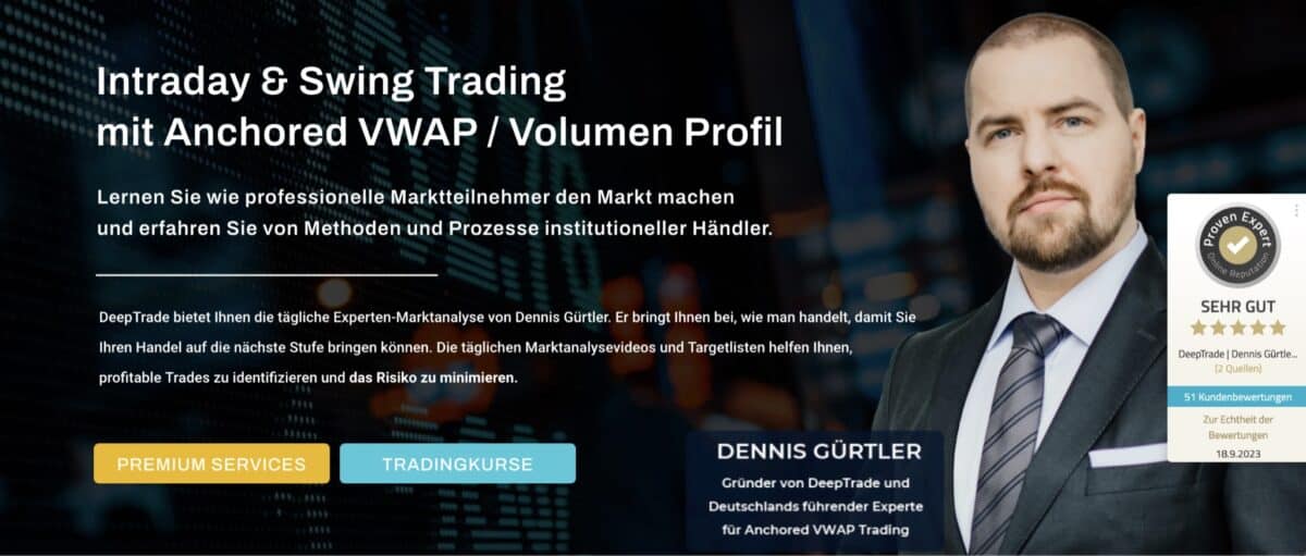 deeptrade webseite mit Dennis Gürtler