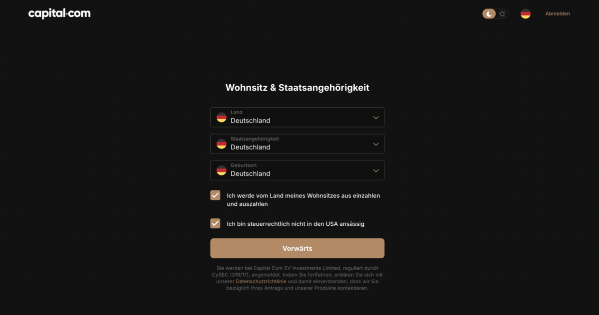 das bild zeigt den Wohnsitz und die staatsangehörigkeit 