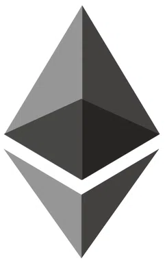 Das Bild zeigt das Logo der Kryptowährung Ethereum (ETH).